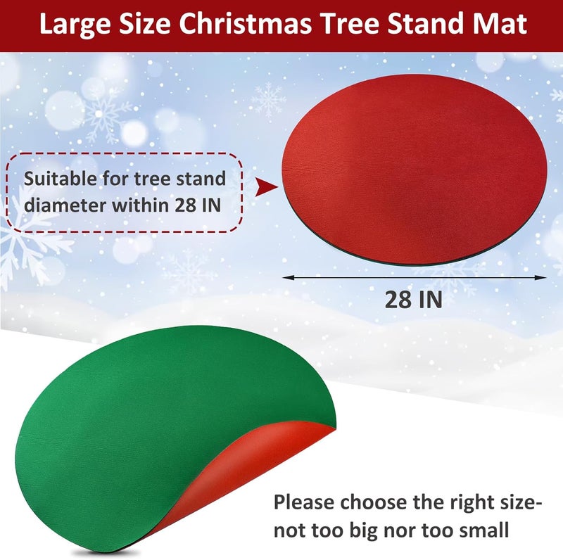 Emsiok Reversible Christmas Tree Stand Mat, 28 Inch Round Christmas Tree Floor Protector Red and Green Christmas Tree Pad Waterproof Felt Xmas Tree Mat for Under Christmas Tree to Protective Floor - Image 2